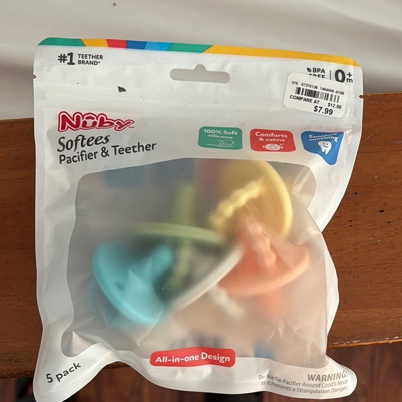Softees Pacifier & Teether - Multi-Color Pack—NWT Nubys - Picture 1 of 3